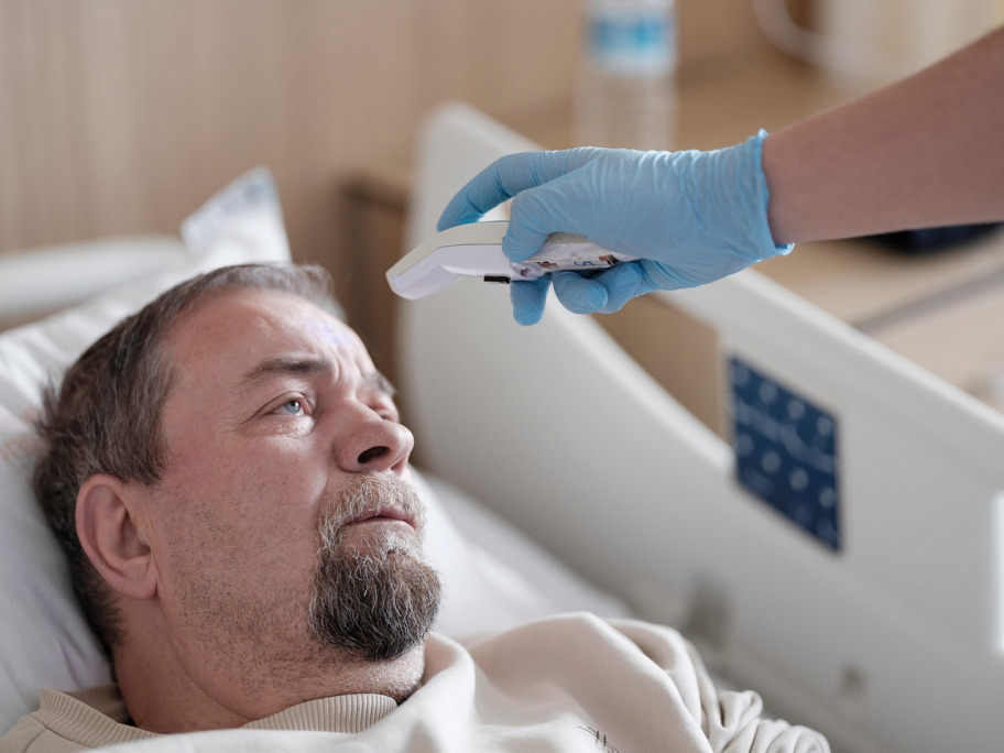 man patient receiving medical care